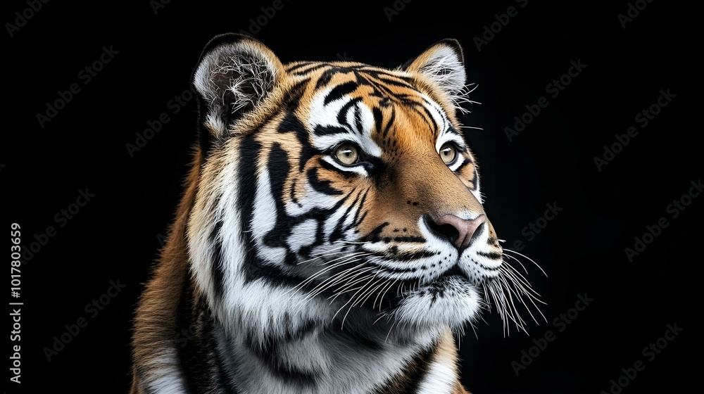 Obraz premium Regal Tiger Poses Against the Night