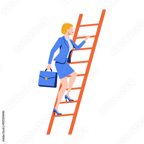 Businesswoman Climbing Career Ladder for Success