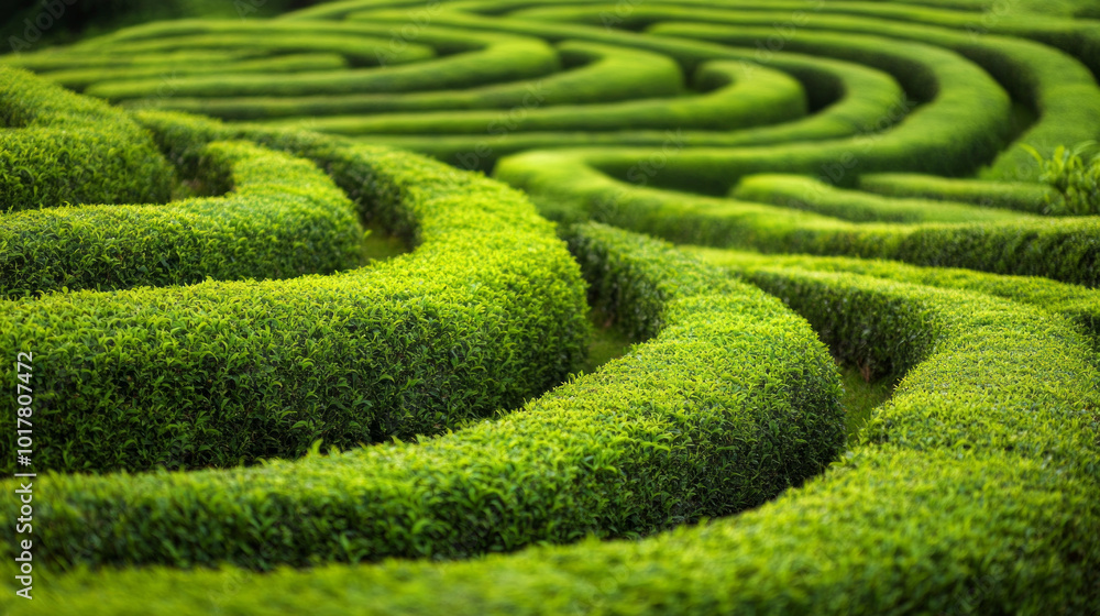 A green field with a winding path through it A green field with a winding path through it