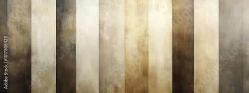 A minimalist abstract painting of vertical stripes in neutral tones, blending shades from light beige to dark brown