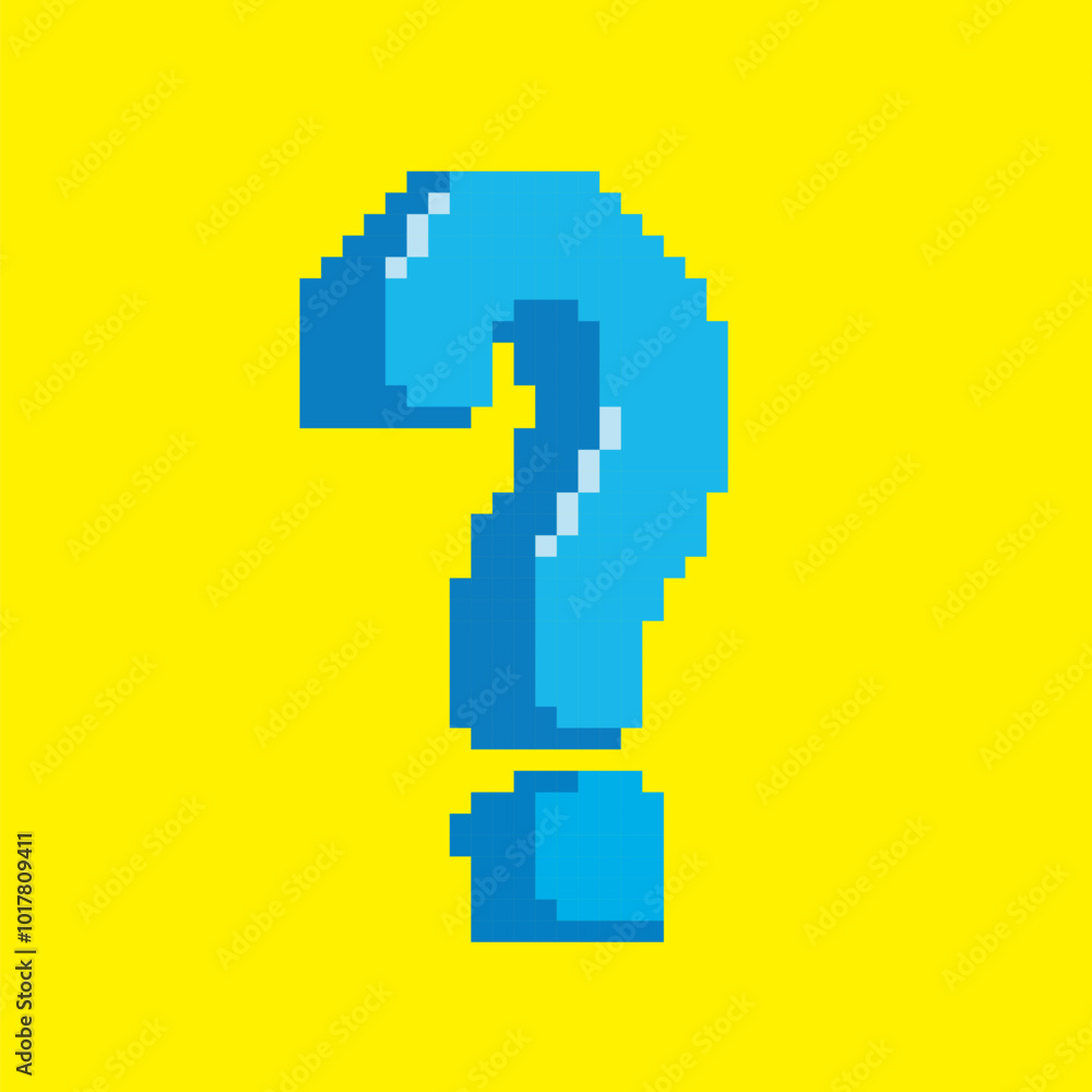 Obraz premium Question mark pixel art, vector illustration on isolated background.