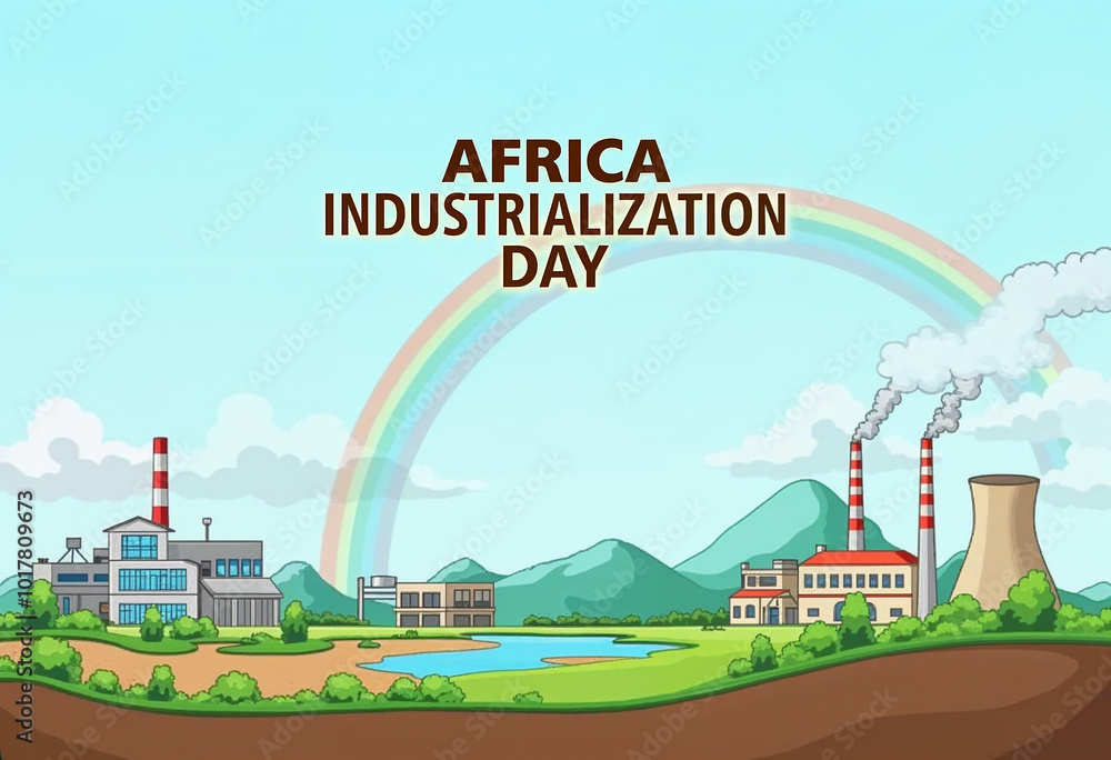 Africa Industrialization Day illustration design for sustainable development Africa Industrialization Day illustration design for sustainable development