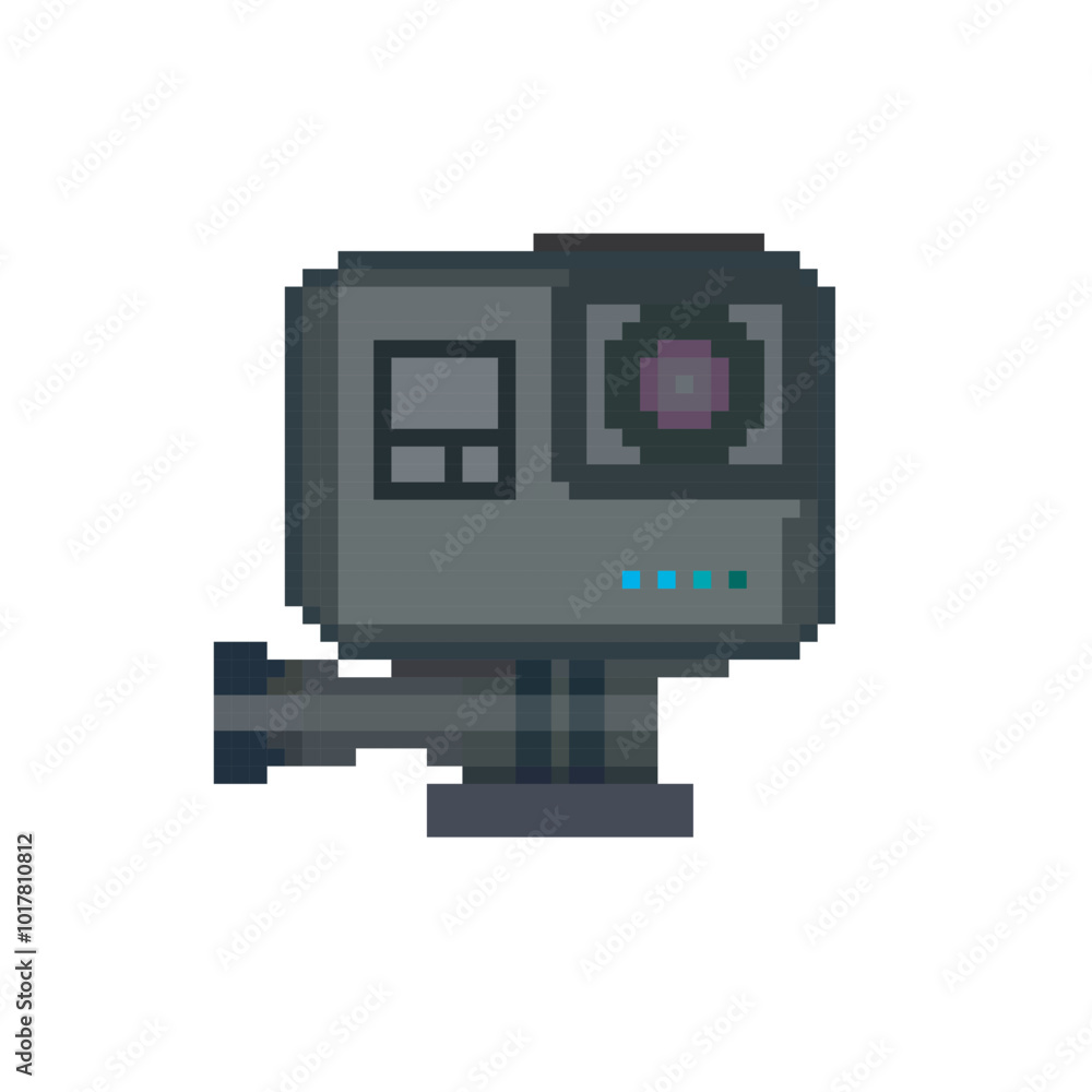 Action cam pixel art, vector illustration on isolated background.
Action cam pixel art, vector illustration on isolated background.