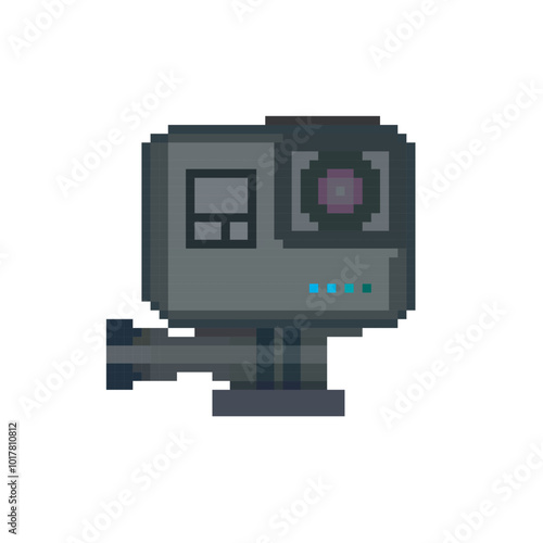 
Action cam pixel art, vector illustration on isolated background.