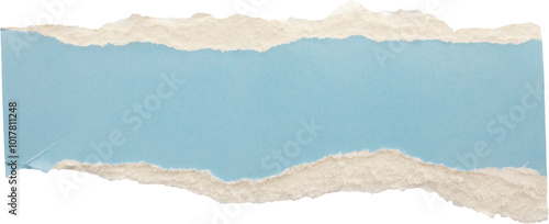 piece of blue cardboard paper tear isolated on white background