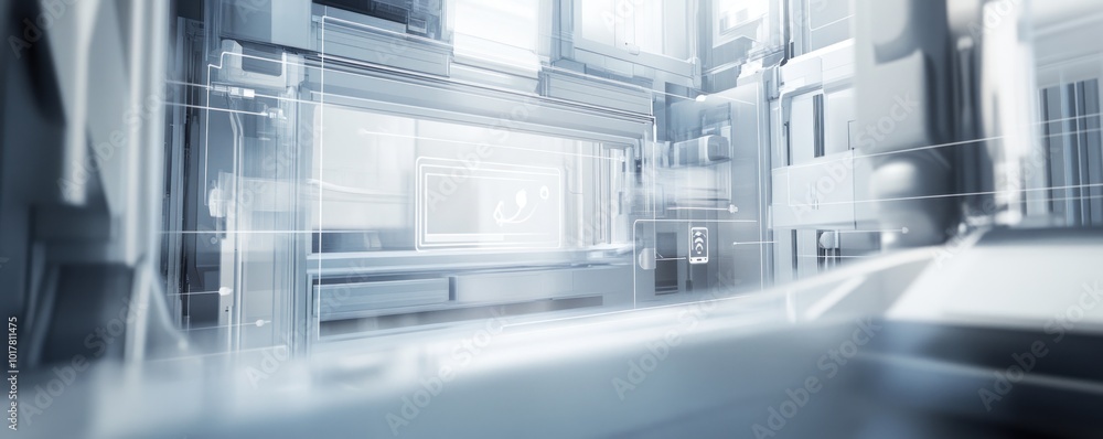 A futuristic, abstract interior space with sleek lines and a high-tech atmosphere. A futuristic, abstract interior space with sleek lines and a high-tech atmosphere.