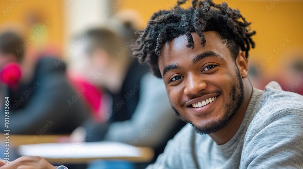 Smiling Student in Classroom Environment Smiling Student in Classroom Environment