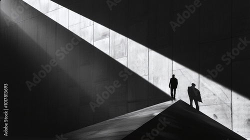 silhouette of a person walking down the stairs