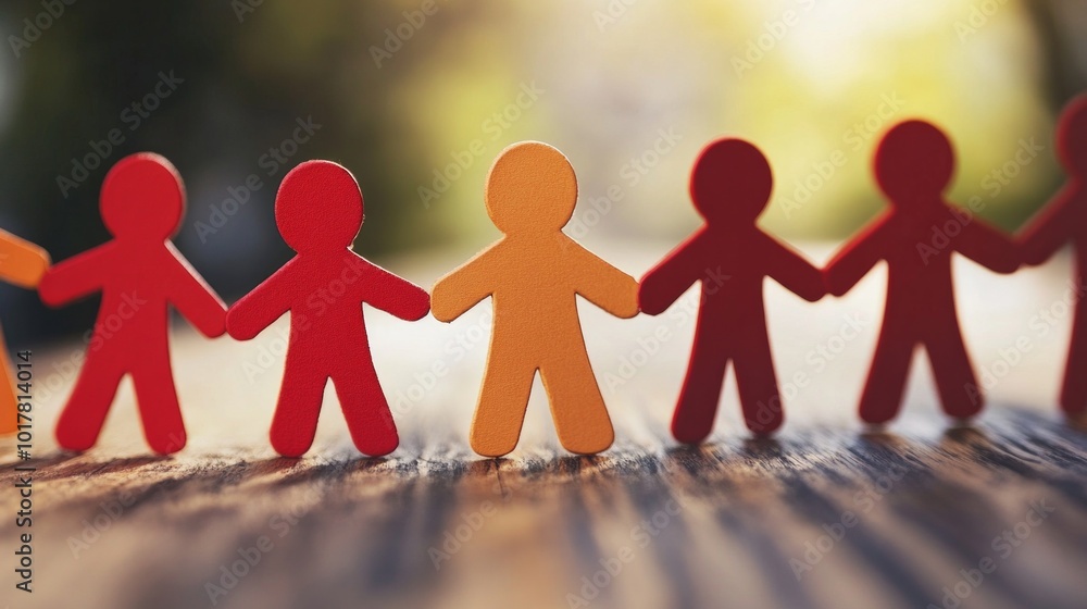 A group of people are holding hands in a row A group of people are holding hands in a row