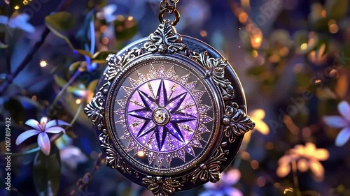 Enchanted Moonstone Compass, radiating with soft lavender and golden light