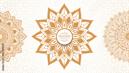 Luxury mandala background with golden arabesque pattern arabic islamic east style, Set of hand drawn mandala elements