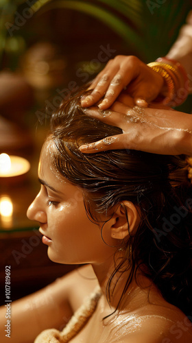 Ayurveda Spa Indian Head Massage – High-Resolution 300 DPI Image