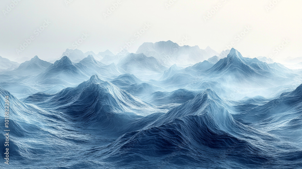 Obraz premium A vast ocean with a lot of waves and mountains in the background
