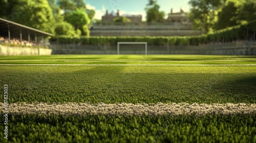 Textured soccer field with 3D lines, incorporating raised or textured lines into the fields surface to provide a unique visual and tactile experience for virtual environments.