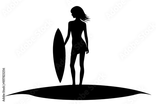 Surfer | vector silhouette illustration on white background