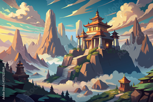 Kungfu temple high in the mountains