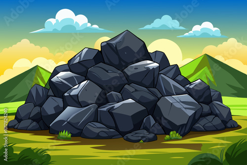 black coal chunks vector isolated mine background