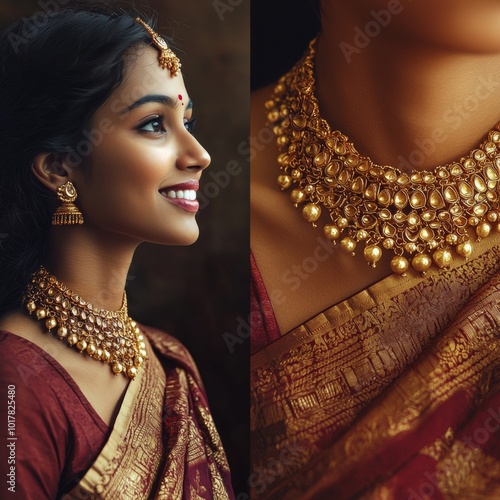 Golden Heritage: Celebrating Indian Tradition Through Opulent Jewelry generative ai photo