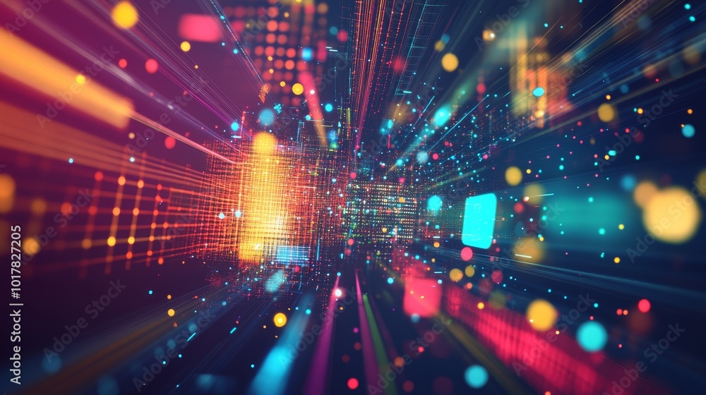 A vibrant abstract representation of digital data flow, showcasing bright colors and dynamic lines. A vibrant abstract representation of digital data flow, showcasing bright colors and dynamic lines.