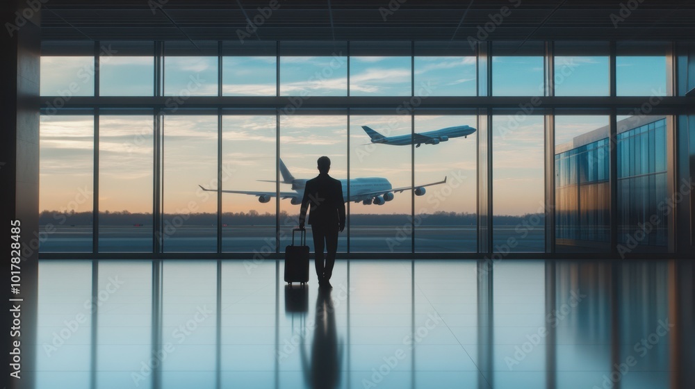 The Businessman at Airport Window The Businessman at Airport Window