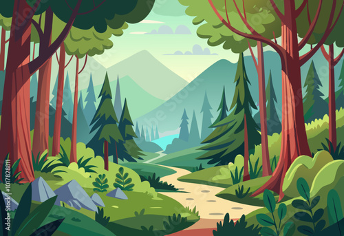 Hand drwn forest illustration