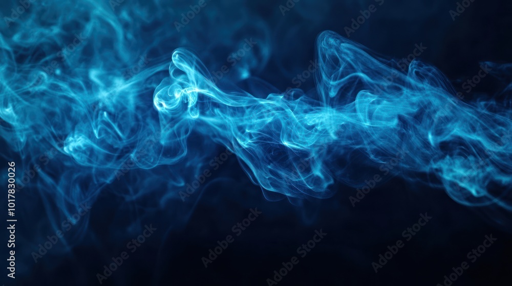 custom made wallpaper toronto digitalAbstract blue smoke or mist flowing and twisting on a dark background, adding a mysterious atmosphere Close-up photo with clean background