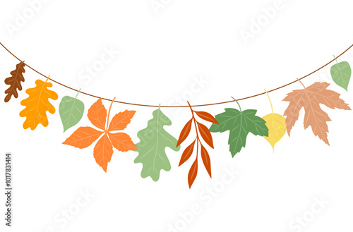 Autumn leaves isolated on a white background. Simple vector autumn collection for greeting holiday cards and Thanksgiving design