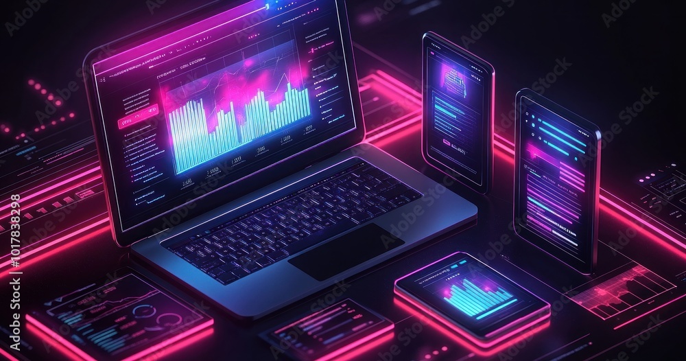 Digital Devices with Neon Glows Digital Devices with Neon Glows