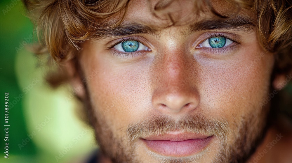 Young Man with Intense Blue Eyes, AI Young Man with Intense Blue Eyes, AI