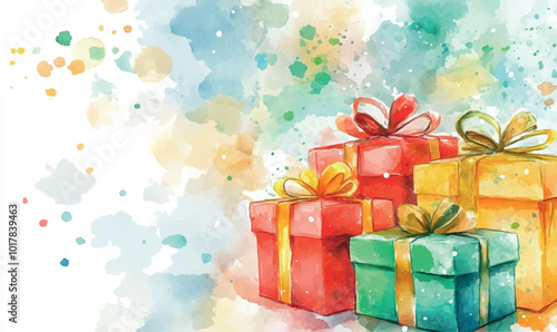 watercolor background Watercolor Christmas gifts 