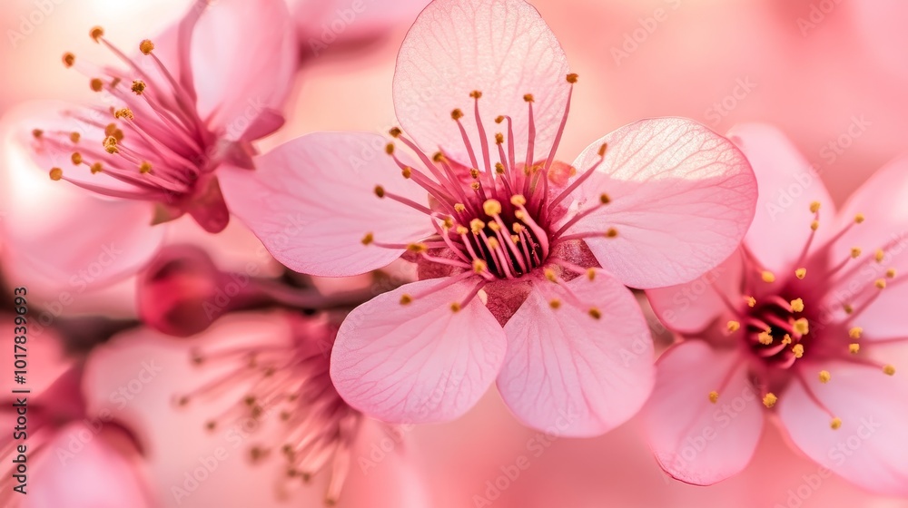 A close-up of delicate pink cherry blossoms with intricate details, showcasing nature's beauty in spring. A close-up of delicate pink cherry blossoms with intricate details, showcasing nature's beauty in spring.