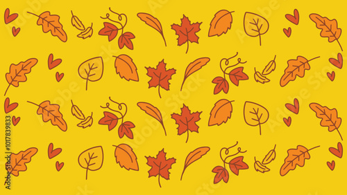 Autumn autumn background with yellow, red and orange autumn leaves, ising, landing p.eps