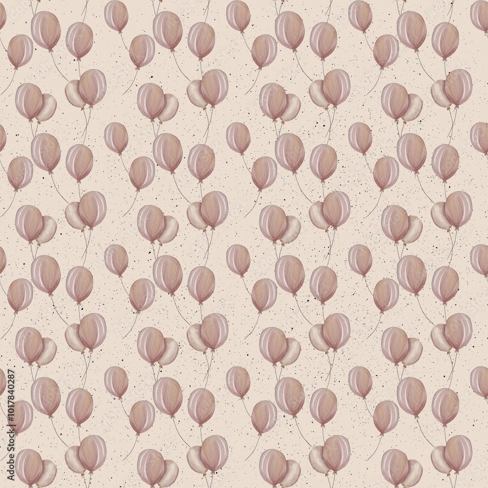 Pastel balloons filling a light background, creating a whimsical pattern design Pastel balloons filling a light background, creating a whimsical pattern design
