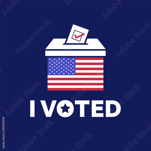 Ballot Box with American Flag Vector Illustration