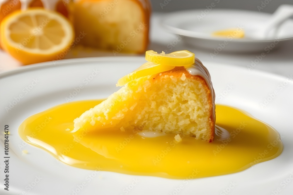 Lemon Cake Slice Drizzled with Sweet Citrus Glaze Lemon Cake Slice Drizzled with Sweet Citrus Glaze