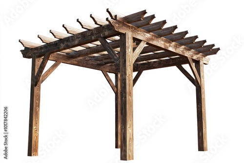 Isolated photo of a wooden pergola showcasing its craftsmanship and style. photo