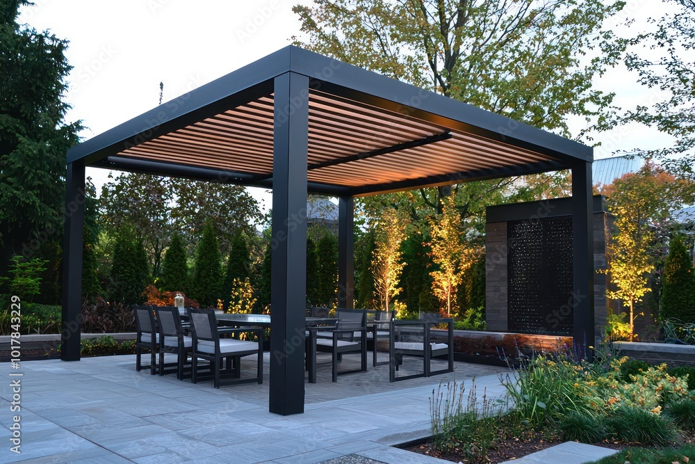 Modern pergola design elevating the outdoor appeal of a stylish home.