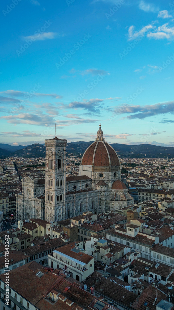 Fototapeta premium Aerial photography of the city of Florence. Florence Duomo. Italian Tuscany. Architecture. Basilica.