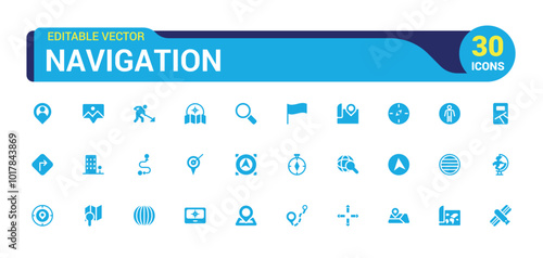 Icons set of navigation. Relatate to location solid icon collection. Glyph icon set for web and ui. Filled icons pack, Vector illustration.