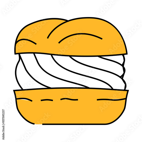 vanilla cream puff food snack line icon vector. vanilla cream puff food snack sign. isolated symbol illustration