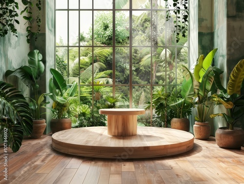 Wooden Platform in Tropical Interior