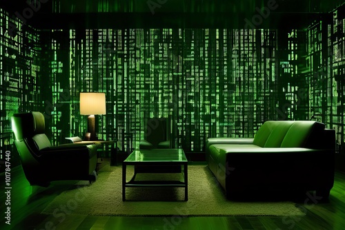 matrix code the living room coded into the iconic green digital