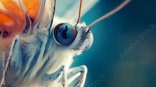 Close-up of a Butterfly's Eye and Furry Face photo