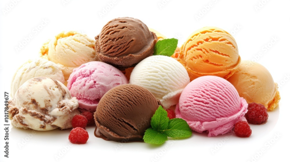 Assorted ice cream treats, neatly arranged on a white background, offering space for product descriptions or promotions.