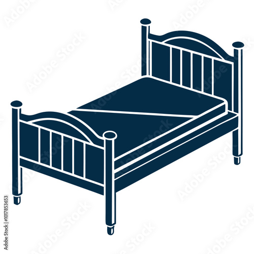 Stylish Bed Frame Design in Line Art and Silhouette.