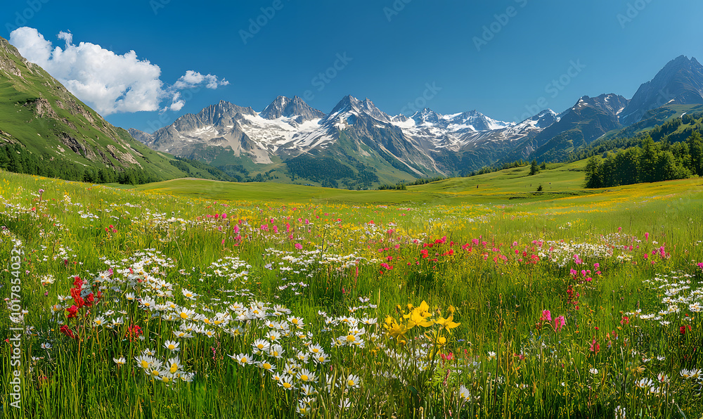 Fototapeta premium Dreamlike Landscapes and Mystical Gardens with Vibrant Flowers and Glowing Nature