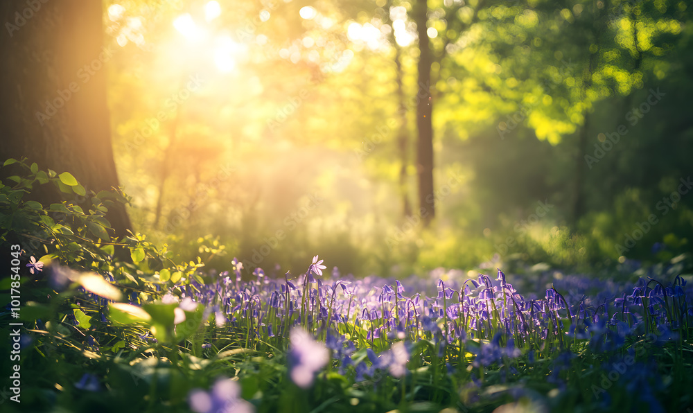 Naklejka premium Dreamlike Landscapes and Mystical Gardens with Vibrant Flowers and Glowing Nature