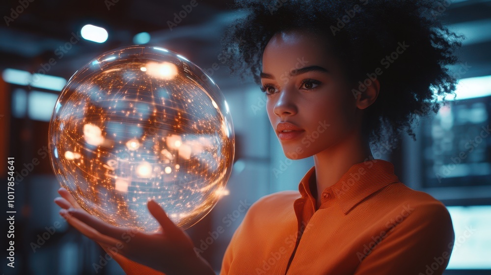 Naklejka premium The Woman Holding Sphere