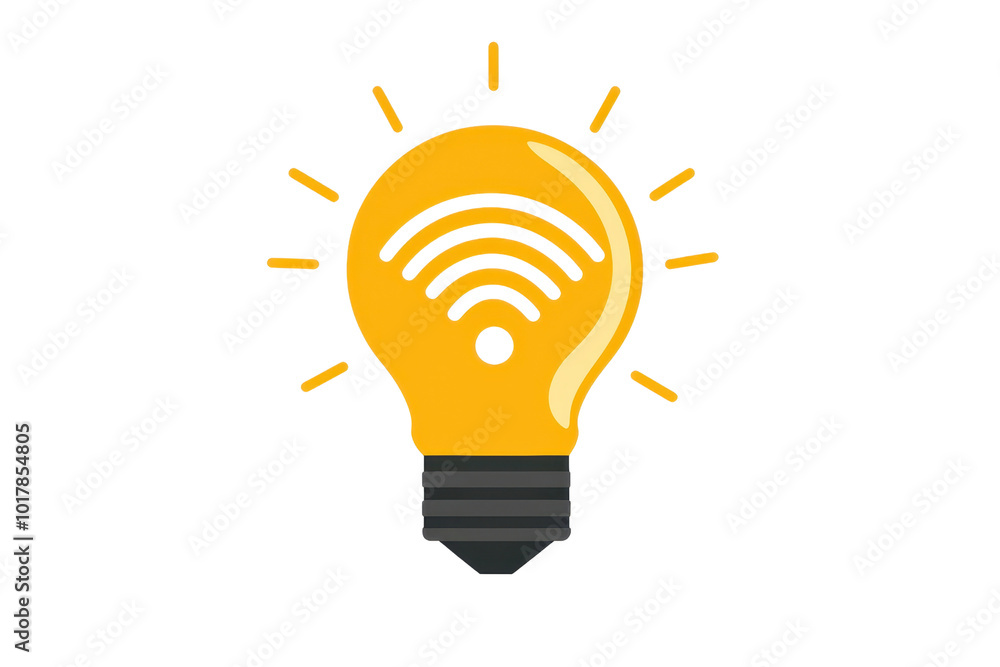 Bright idea concept with yellow light bulb and wireless symbol, representing innovation and connectivity in a modern digital world. Bright idea concept with yellow light bulb and wireless symbol, representing innovation and connectivity in a modern digital world.