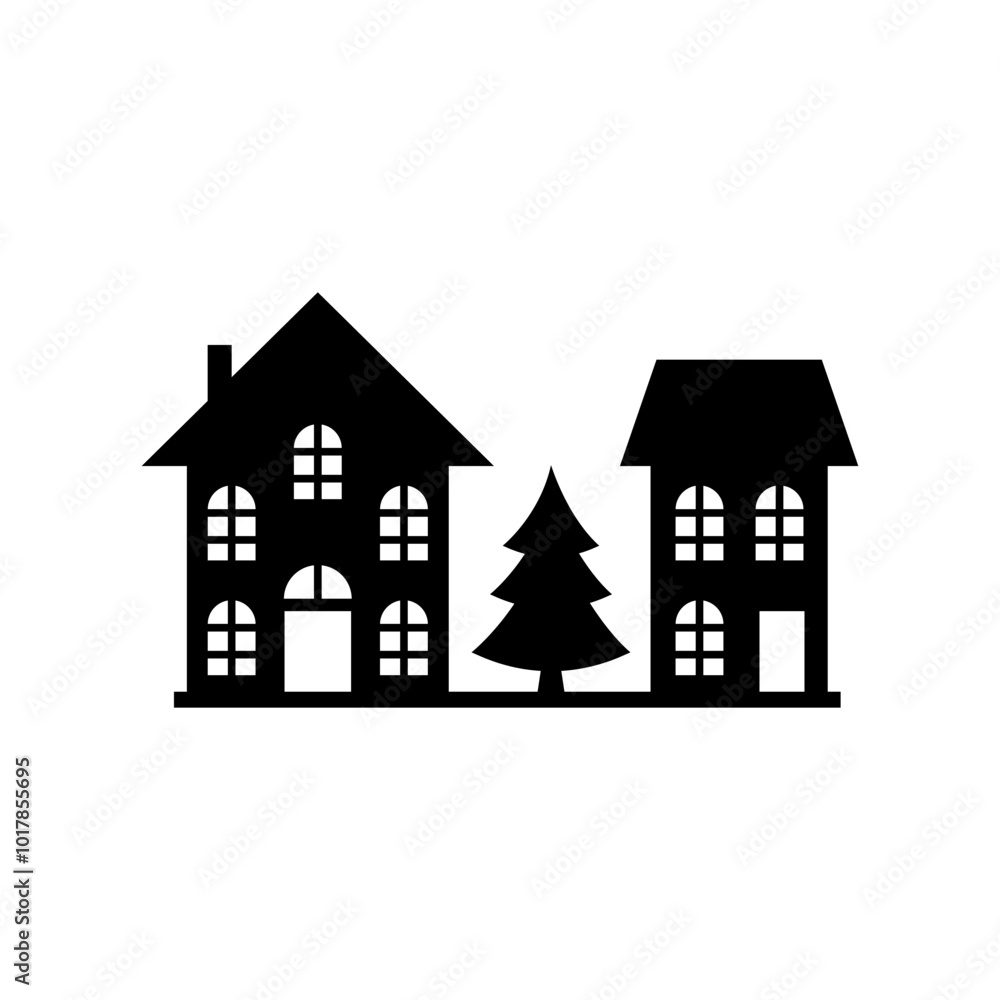 Fototapeta premium House silhouette vector illustration. 